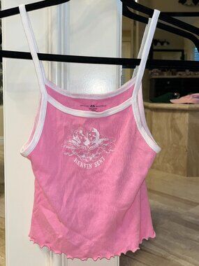 Brandy Melville "Heaven Sent" Graphic Pink Tank Top
